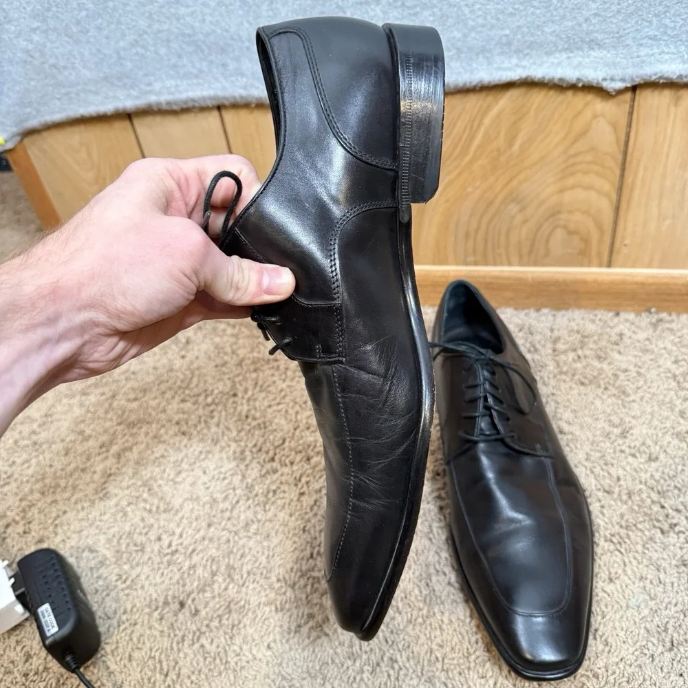 Hugo Boss Black Leather Dress Shoes 0219147 Oxford Lace Up Sz 12